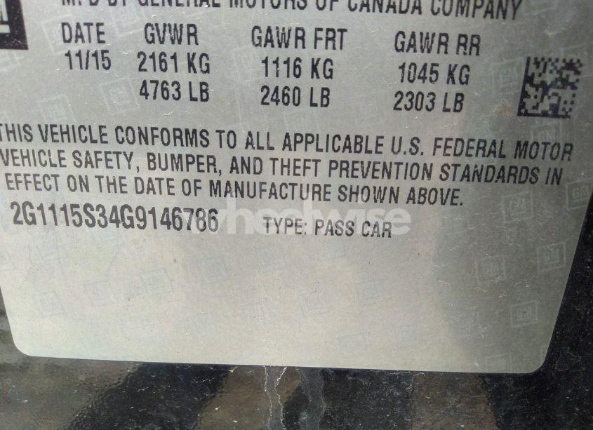 Photo 9 of 2016 Chevrolet Impala 2LT (VIN 2G1115S34G9146786)