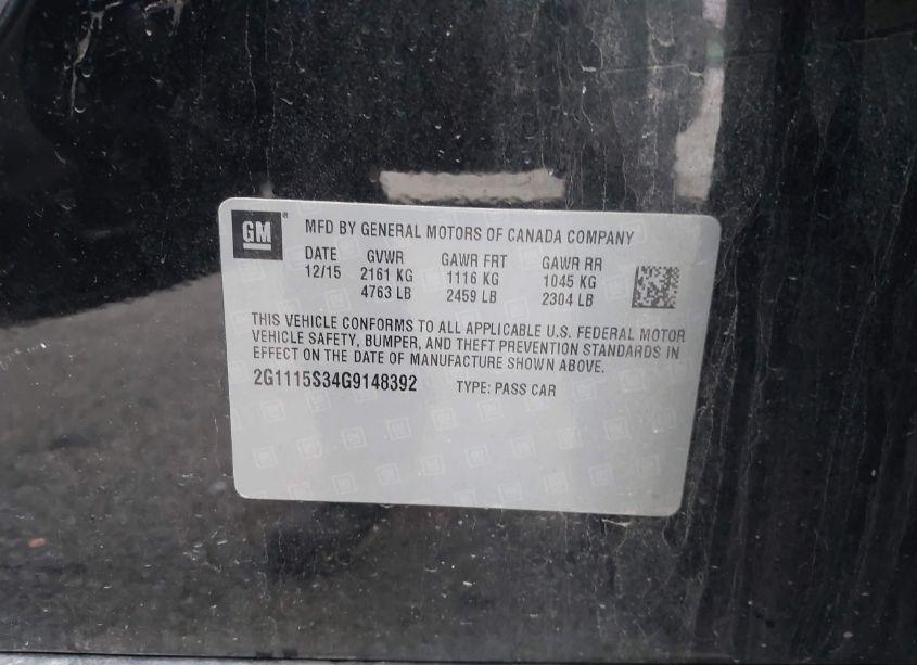 Photo 9 of 2016 Chevrolet Impala 2LT (VIN 2G1115S34G9148392)