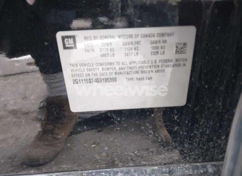 Photo 9 of 2016 Chevrolet Impala 2LT (VIN 2G1115S34G9195390)