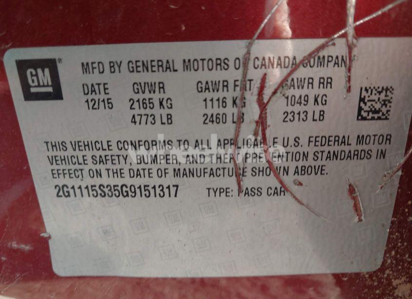 Photo 9 of 2016 Chevrolet Impala 2LT (VIN 2G1115S35G9151317)