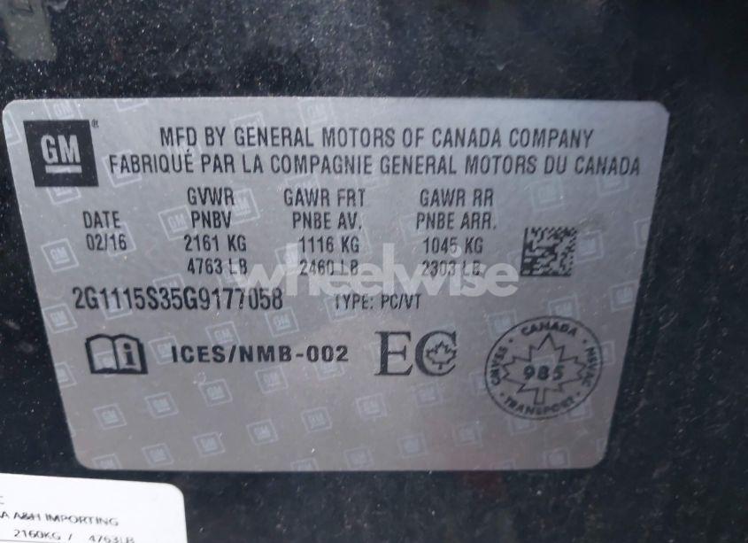 Photo 9 of 2016 Chevrolet Impala 2LT (VIN 2G1115S35G9177058)