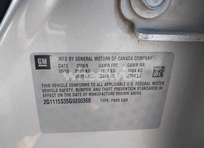 Photo 9 of 2016 Chevrolet Impala 2LT (VIN 2G1115S35G9200368)