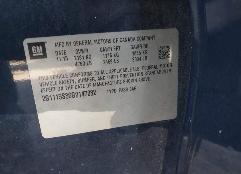 Photo 9 of 2016 Chevrolet Impala 2LT (VIN 2G1115S36G9147082)