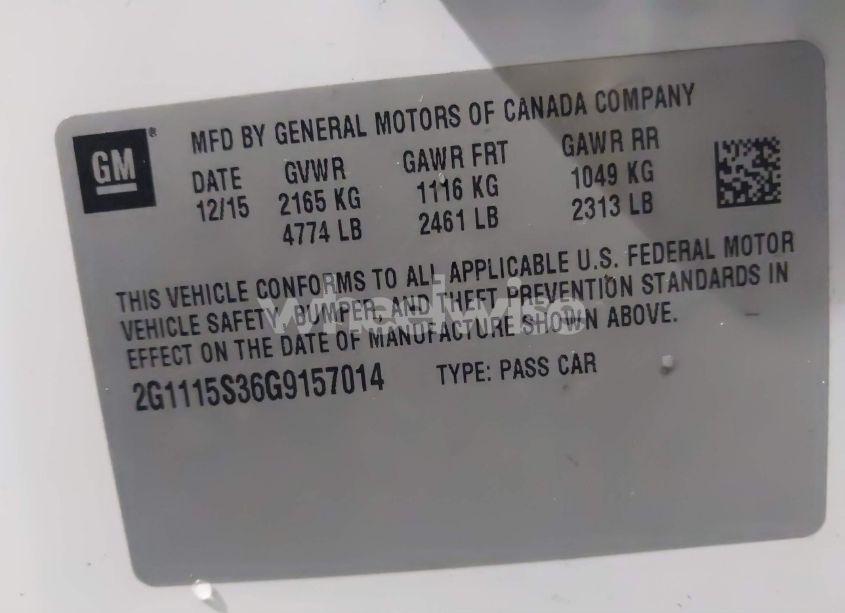 Photo 9 of 2016 Chevrolet Impala 2LT (VIN 2G1115S36G9157014)
