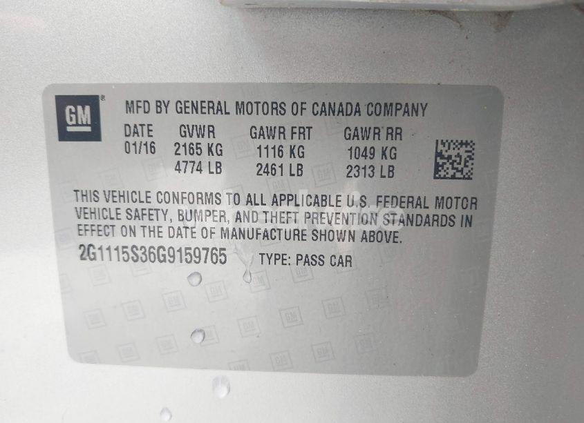 Photo 9 of 2016 Chevrolet Impala 2LT (VIN 2G1115S36G9159765)