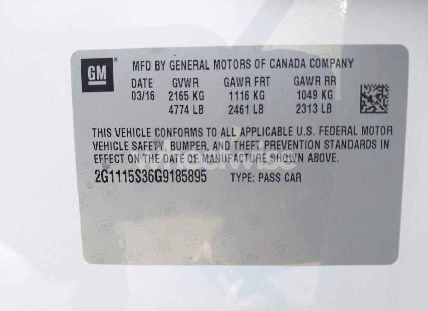 Photo 9 of 2016 Chevrolet Impala 2LT (VIN 2G1115S36G9185895)