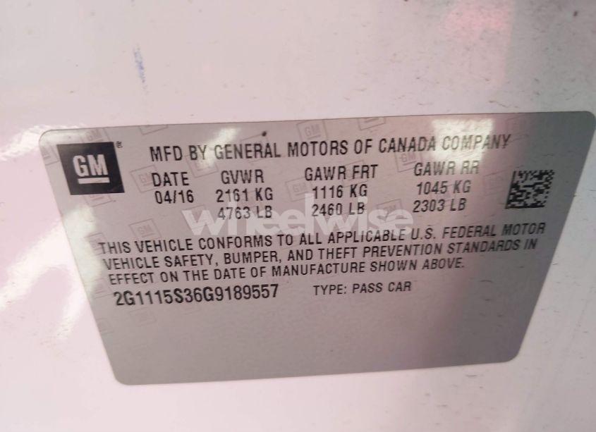 Photo 9 of 2016 Chevrolet Impala 2LT (VIN 2G1115S36G9189557)