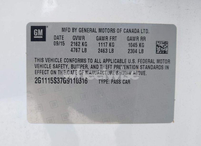 Photo 9 of 2016 Chevrolet Impala 2LT (VIN 2G1115S37G9110316)