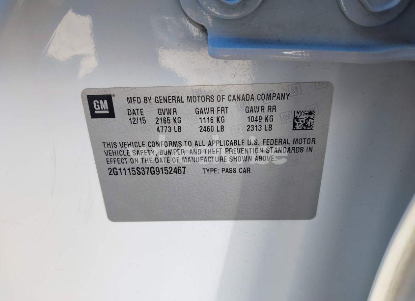 Photo 9 of 2016 Chevrolet Impala 2LT (VIN 2G1115S37G9152467)