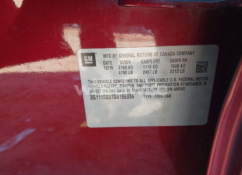 Photo 9 of 2016 Chevrolet Impala 2LT (VIN 2G1115S37G9155336)