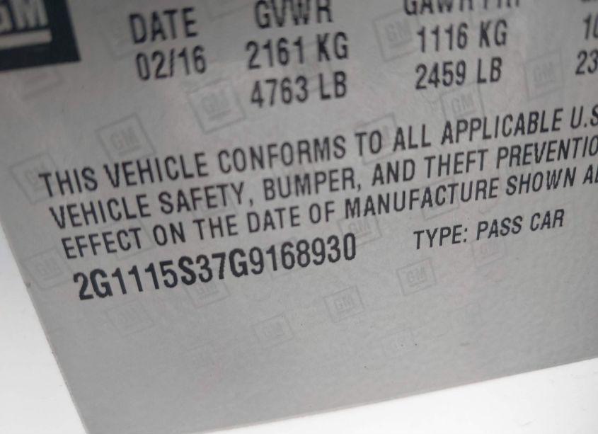 Photo 9 of 2016 Chevrolet Impala 2LT (VIN 2G1115S37G9168930)