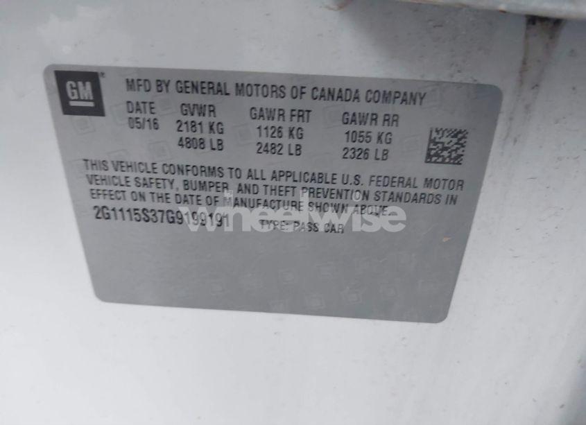 Photo 9 of 2016 Chevrolet Impala 2LT (VIN 2G1115S37G9199191)