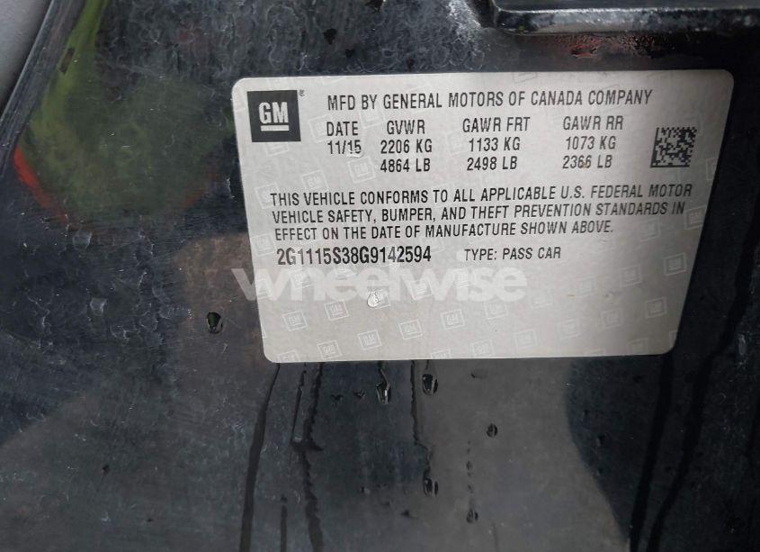 Photo 9 of 2016 Chevrolet Impala 2LT (VIN 2G1115S38G9142594)