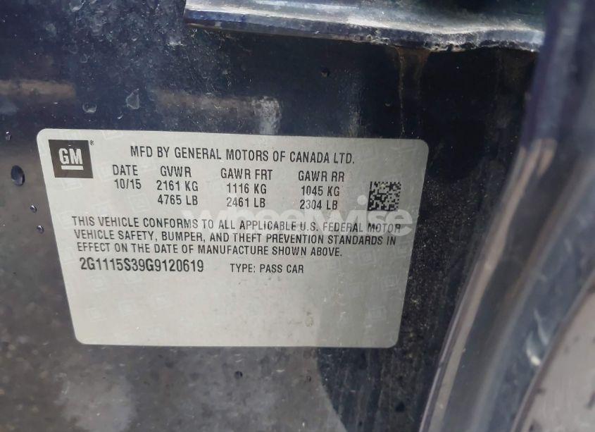 Photo 9 of 2016 Chevrolet Impala 2LT (VIN 2G1115S39G9120619)