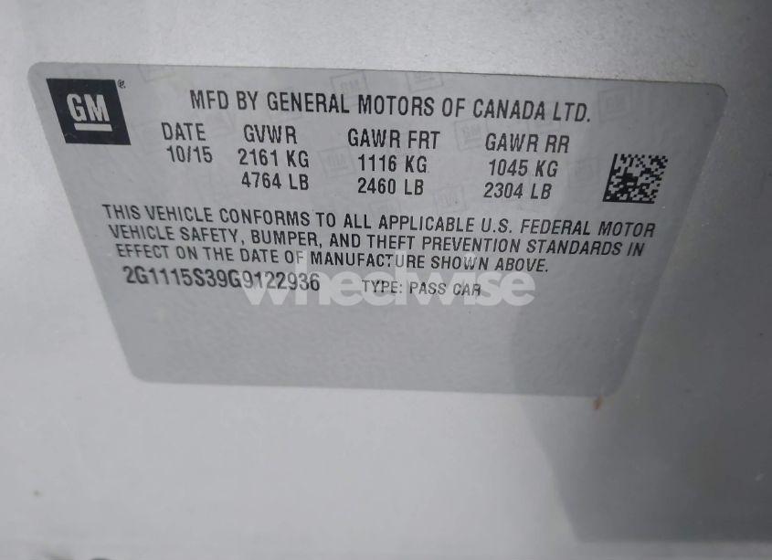 Photo 9 of 2016 Chevrolet Impala 2LT (VIN 2G1115S39G9122936)