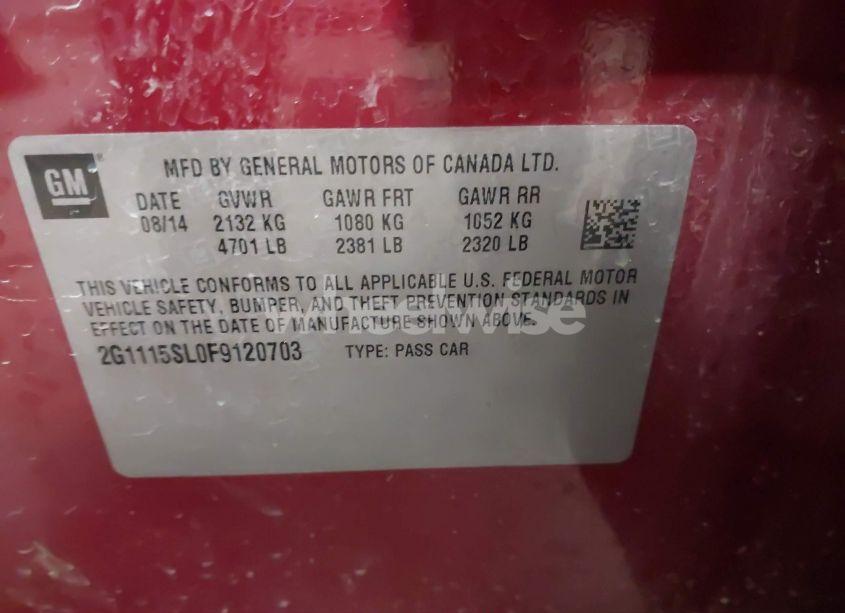 Photo 9 of 2015 Chevrolet Impala 1LT (VIN 2G1115SL0F9120703)