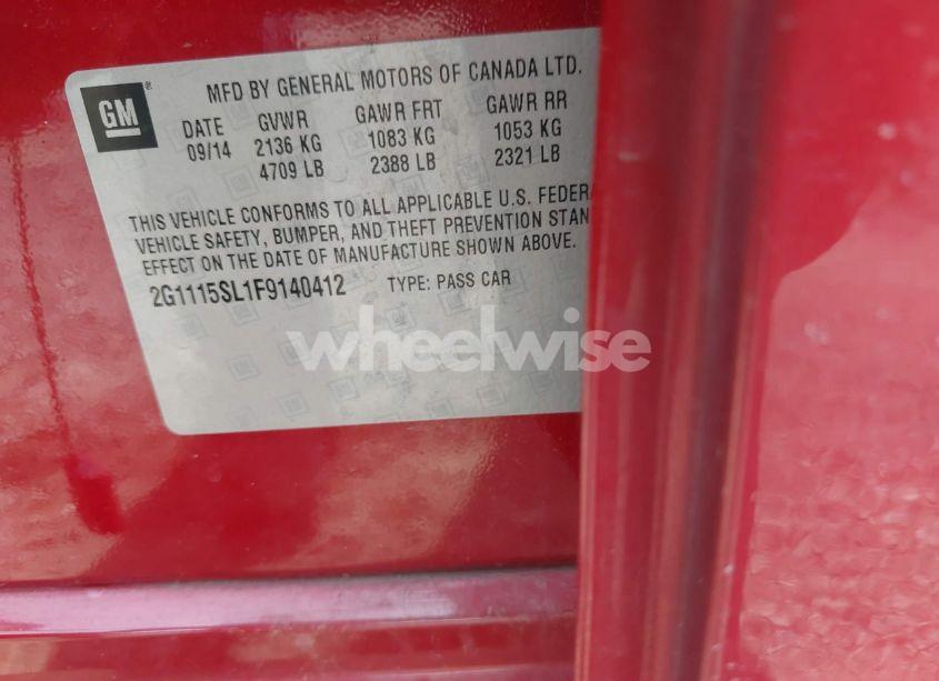 Photo 9 of 2015 Chevrolet Impala 1LT (VIN 2G1115SL1F9140412)