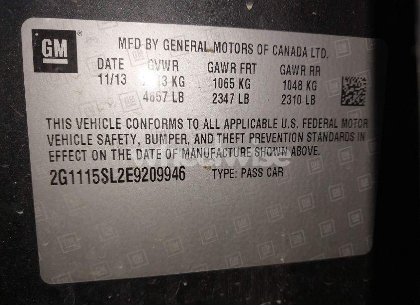 Photo 9 of 2014 Chevrolet Impala LT (VIN 2G1115SL2E9209946)