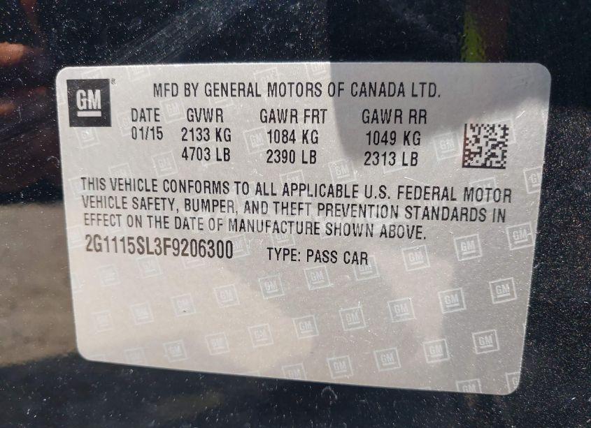 Photo 9 of 2015 Chevrolet Impala 1LT (VIN 2G1115SL3F9206300)