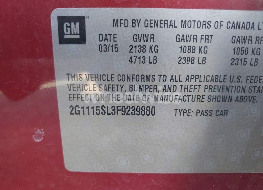 Photo 9 of 2015 Chevrolet Impala 1LT (VIN 2G1115SL3F9239880)