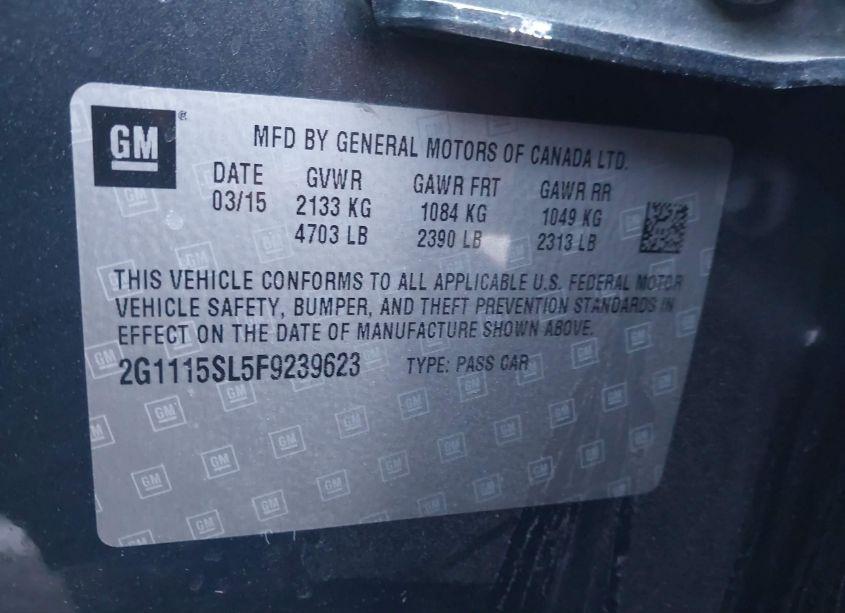 Photo 9 of 2015 Chevrolet Impala 1LT (VIN 2G1115SL5F9239623)