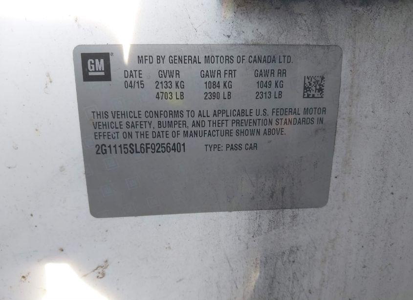 Photo 9 of 2015 Chevrolet Impala 1LT (VIN 2G1115SL6F9256401)