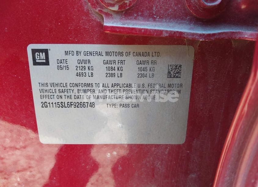 Photo 9 of 2015 Chevrolet Impala 1LT (VIN 2G1115SL6F9266748)