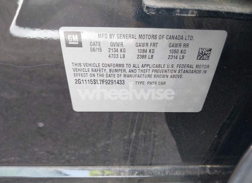 Photo 9 of 2015 Chevrolet Impala 1LT (VIN 2G1115SL7F9291433)