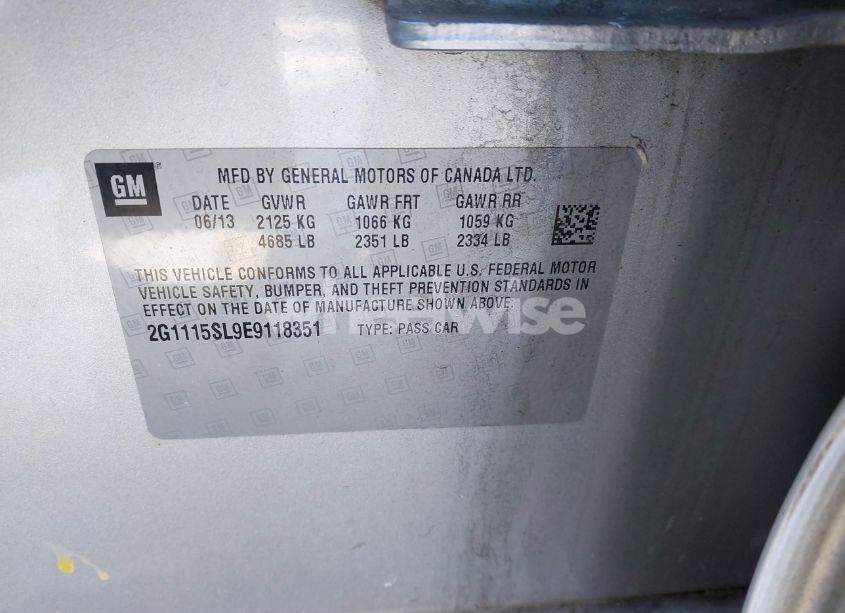 Photo 9 of 2014 Chevrolet Impala 1LT (VIN 2G1115SL9E9118351)