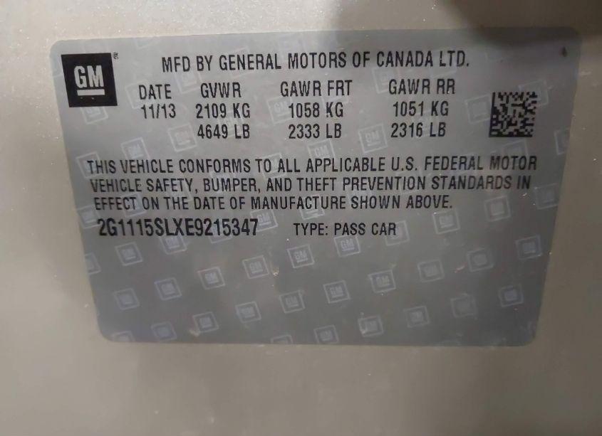 Photo 9 of 2014 Chevrolet Impala 1LT (VIN 2G1115SLXE9215347)