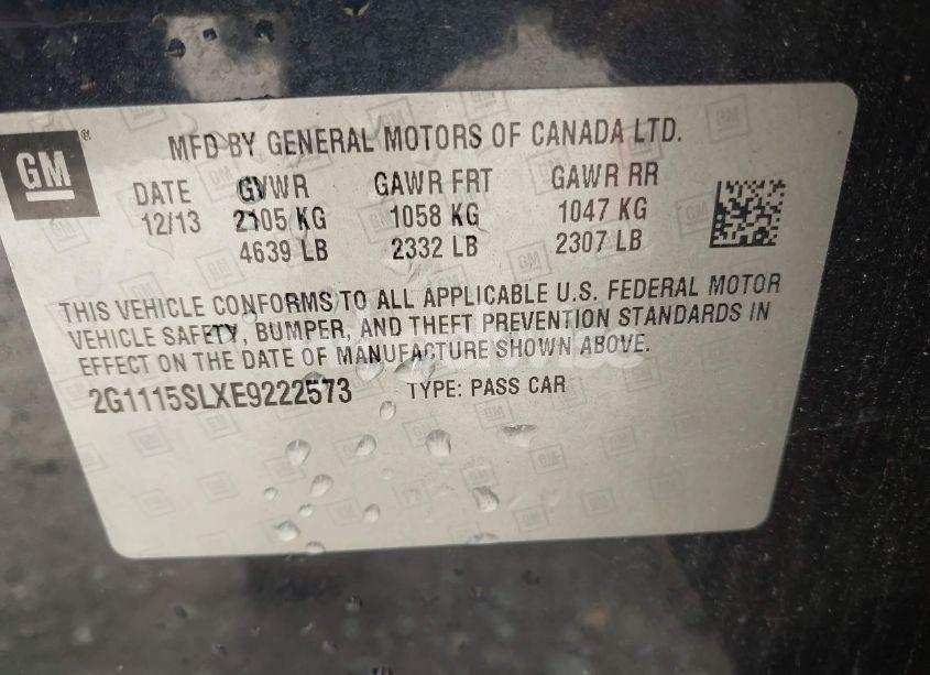 Photo 9 of 2014 Chevrolet Impala 1LT (VIN 2G1115SLXE9222573)