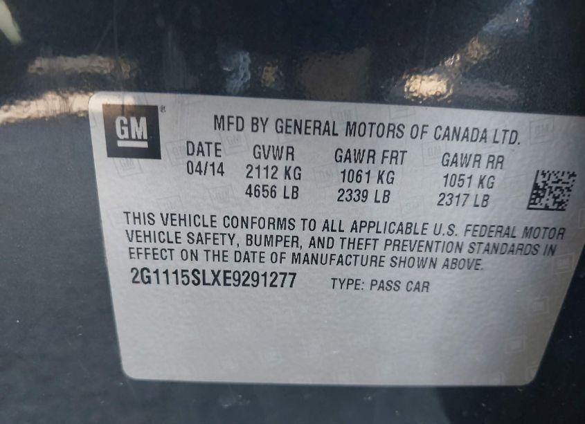 Photo 9 of 2014 Chevrolet Impala 1LT (VIN 2G1115SLXE9291277)