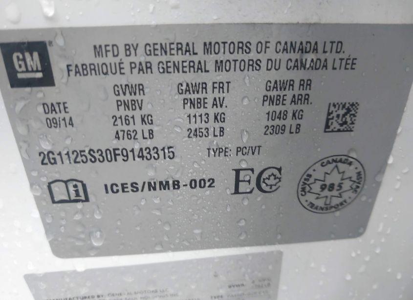 Photo 9 of 2015 Chevrolet Impala 2LT (VIN 2G1125S30F9143315)