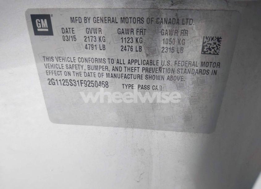 Photo 9 of 2015 Chevrolet Impala 2LT (VIN 2G1125S31F9250468)