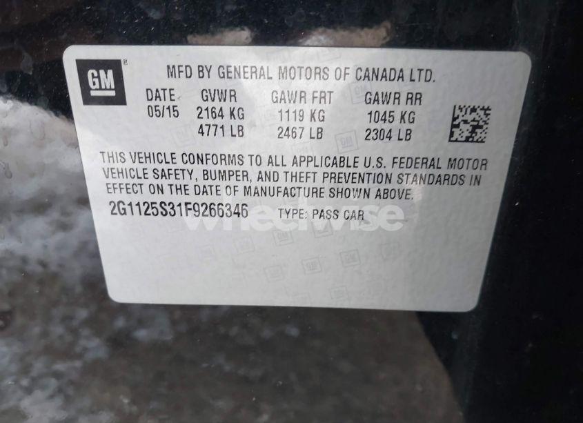 Photo 9 of 2015 Chevrolet Impala 2LT (VIN 2G1125S31F9266346)