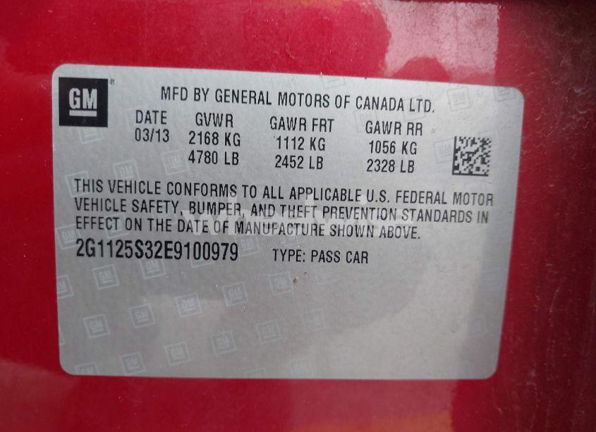 Photo 9 of 2014 Chevrolet Impala 2LT (VIN 2G1125S32E9100979)