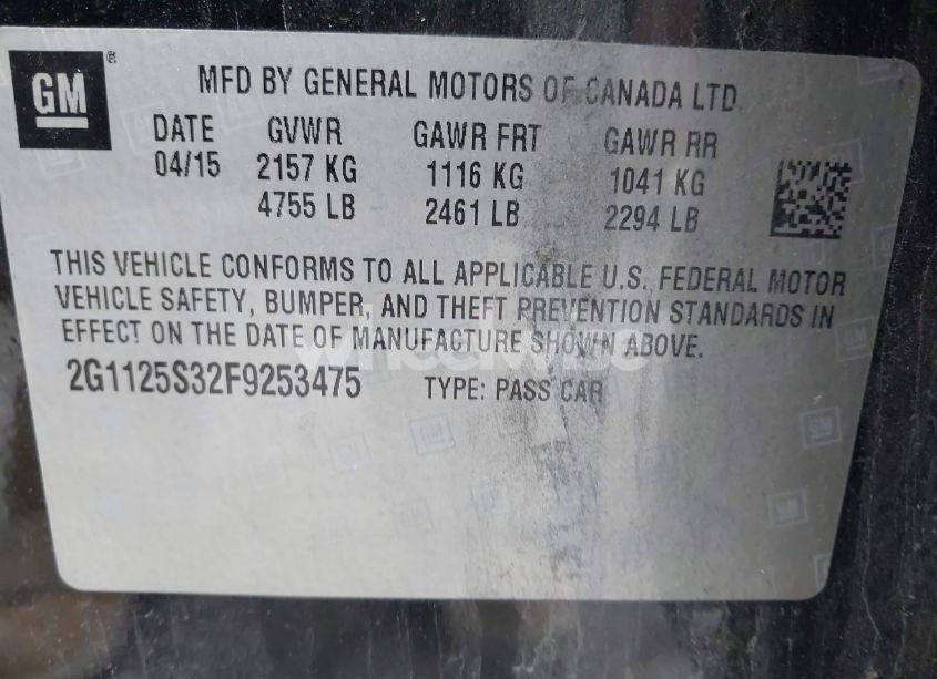 Photo 9 of 2015 Chevrolet Impala 2LT (VIN 2G1125S32F9253475)