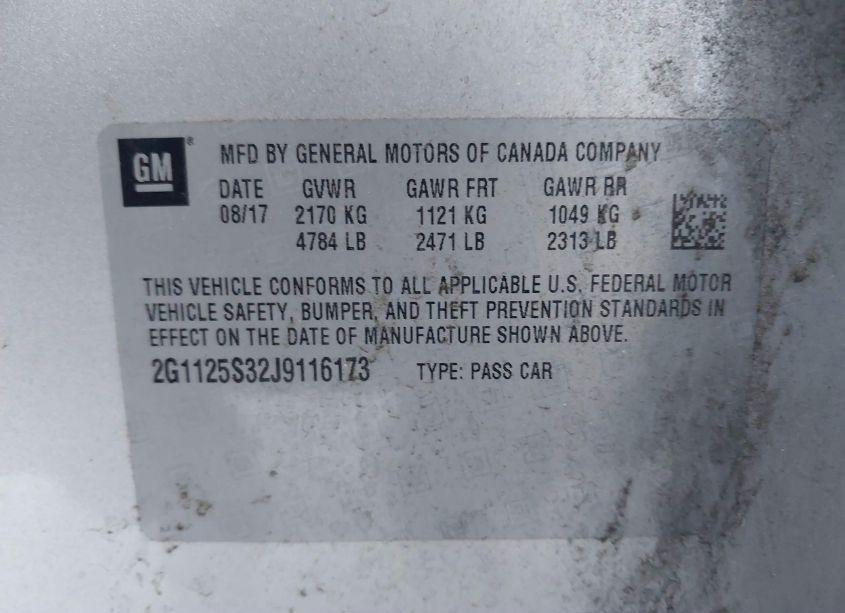 Photo 9 of 2018 Chevrolet Impala 2LZ (VIN 2G1125S32J9116173)