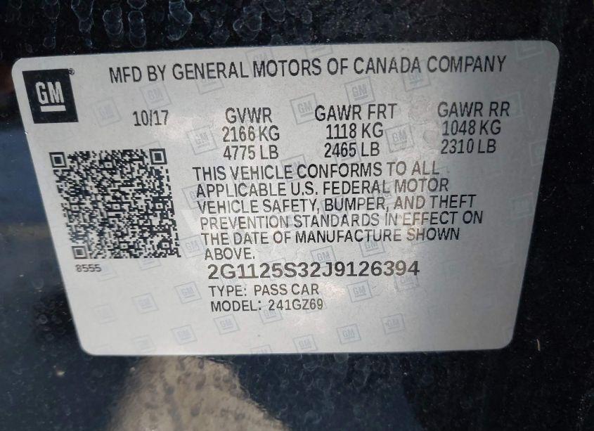 Photo 9 of 2018 Chevrolet Impala 2LZ (VIN 2G1125S32J9126394)