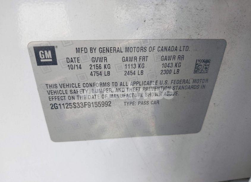 Photo 9 of 2015 Chevrolet Impala 2LT (VIN 2G1125S33F9155992)