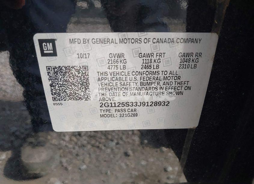 Photo 9 of 2018 Chevrolet Impala 2LZ (VIN 2G1125S33J9128932)