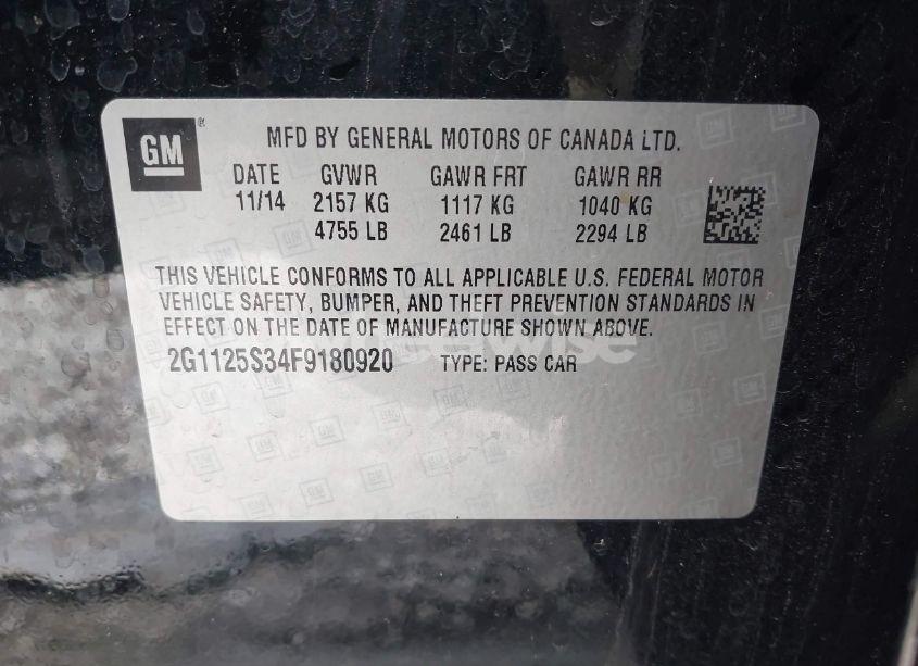 Photo 9 of 2015 Chevrolet Impala 2LT (VIN 2G1125S34F9180920)