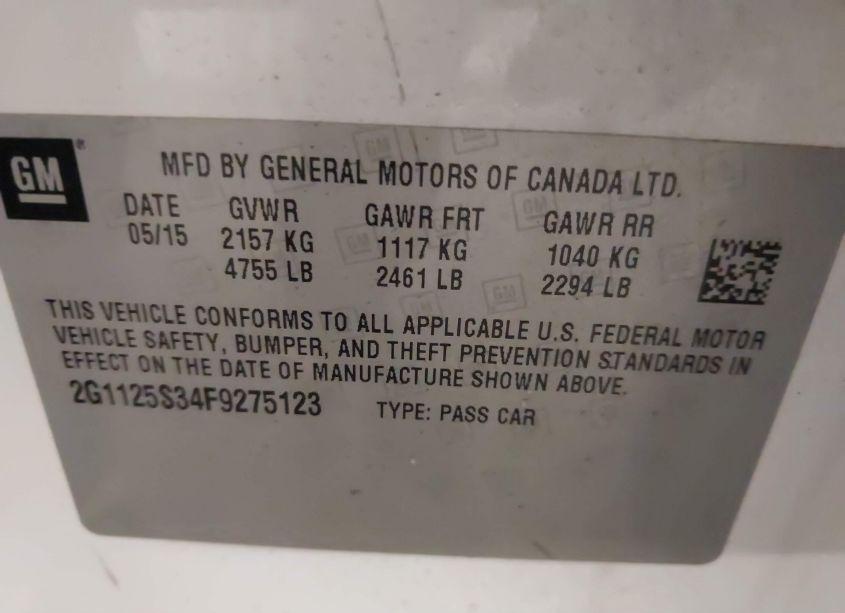 Photo 9 of 2015 Chevrolet Impala 2LT (VIN 2G1125S34F9275123)