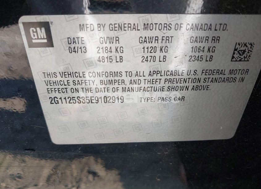 Photo 9 of 2014 Chevrolet Impala 2LT (VIN 2G1125S35E9102919)