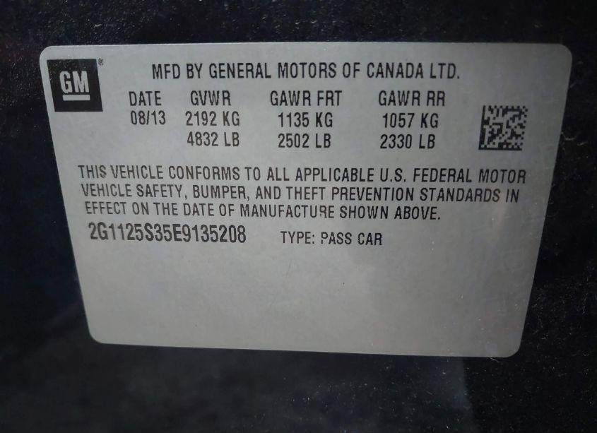 Photo 9 of 2014 Chevrolet Impala 2LT (VIN 2G1125S35E9135208)