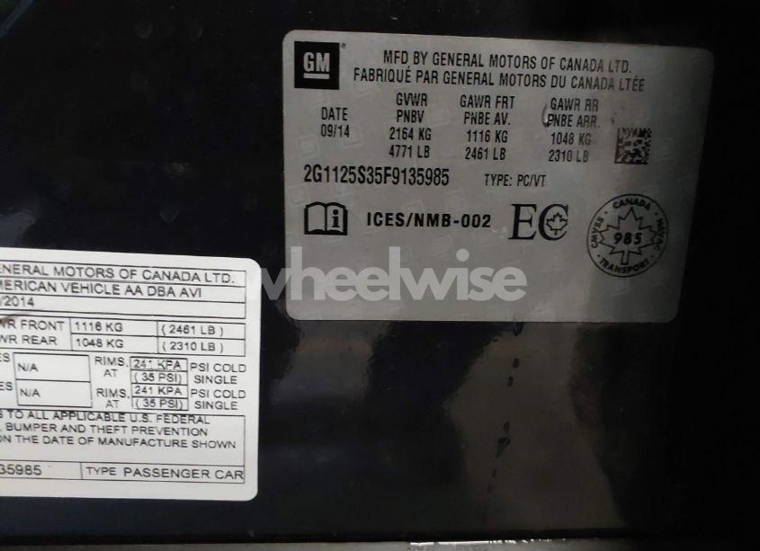 Photo 9 of 2015 Chevrolet Impala 2LT (VIN 2G1125S35F9135985)