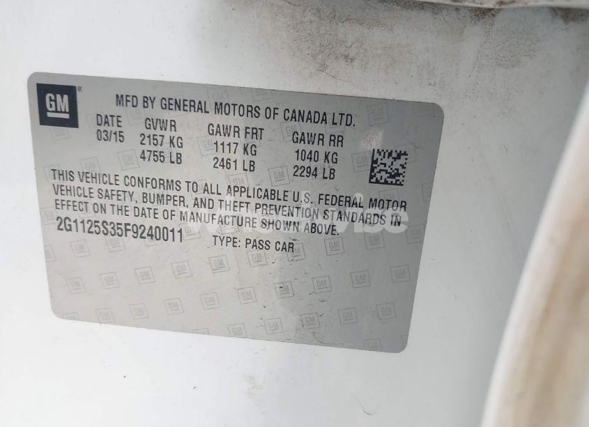 Photo 9 of 2015 Chevrolet Impala 2LT (VIN 2G1125S35F9240011)