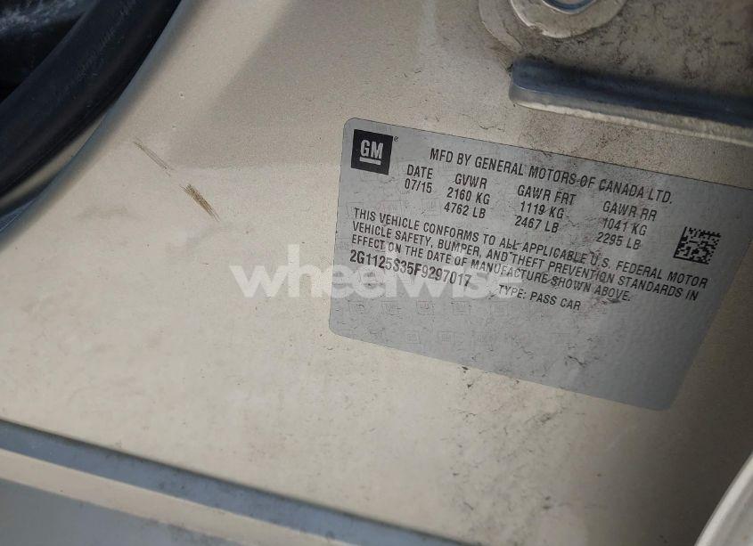 Photo 9 of 2015 Chevrolet Impala 2LT (VIN 2G1125S35F9297017)