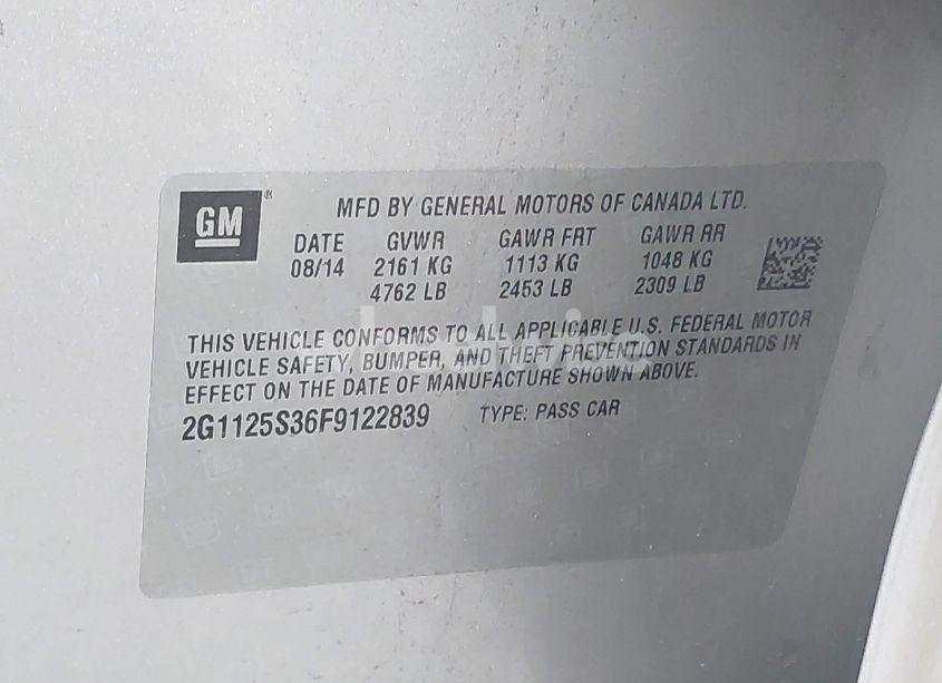 Photo 9 of 2015 Chevrolet Impala 2LT (VIN 2G1125S36F9122839)