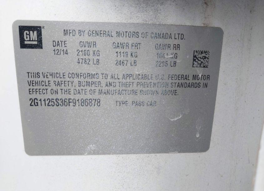 Photo 9 of 2015 Chevrolet Impala 2LT (VIN 2G1125S36F9186878)